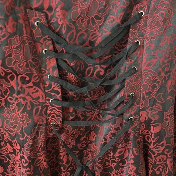 NEW H&R Red Floral Gothic Steampunk Corset Jacket & Matching Swingdress Size 14 - Picture 13 of 16
